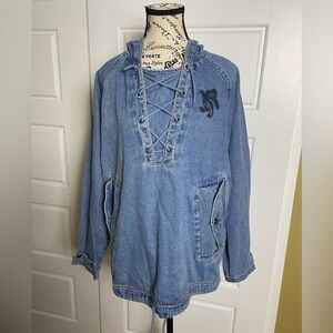 Disney Vintage Embroidered Winnie The Pooh Denim Pullover